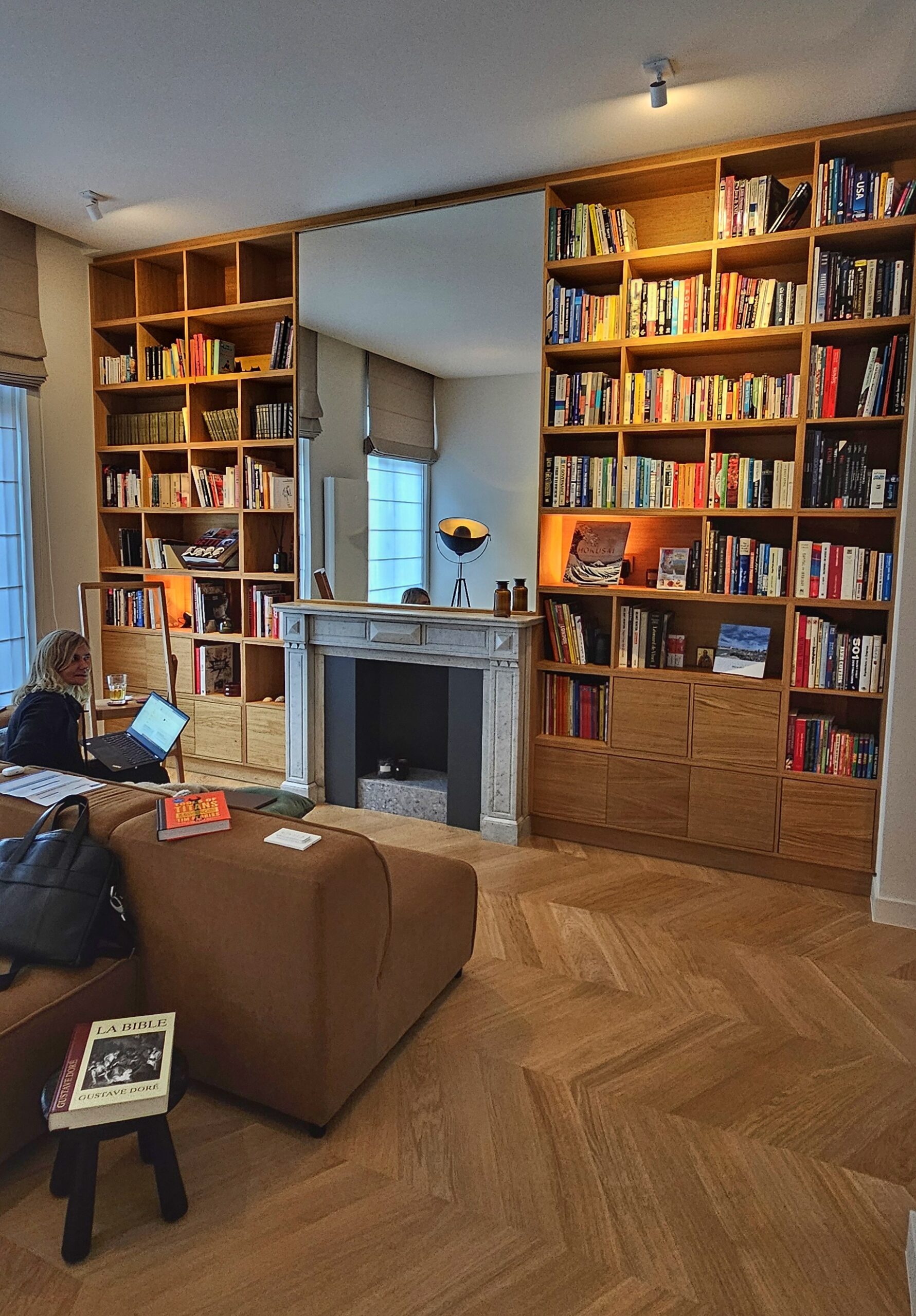 bibliothèque chêne massif sur mesure